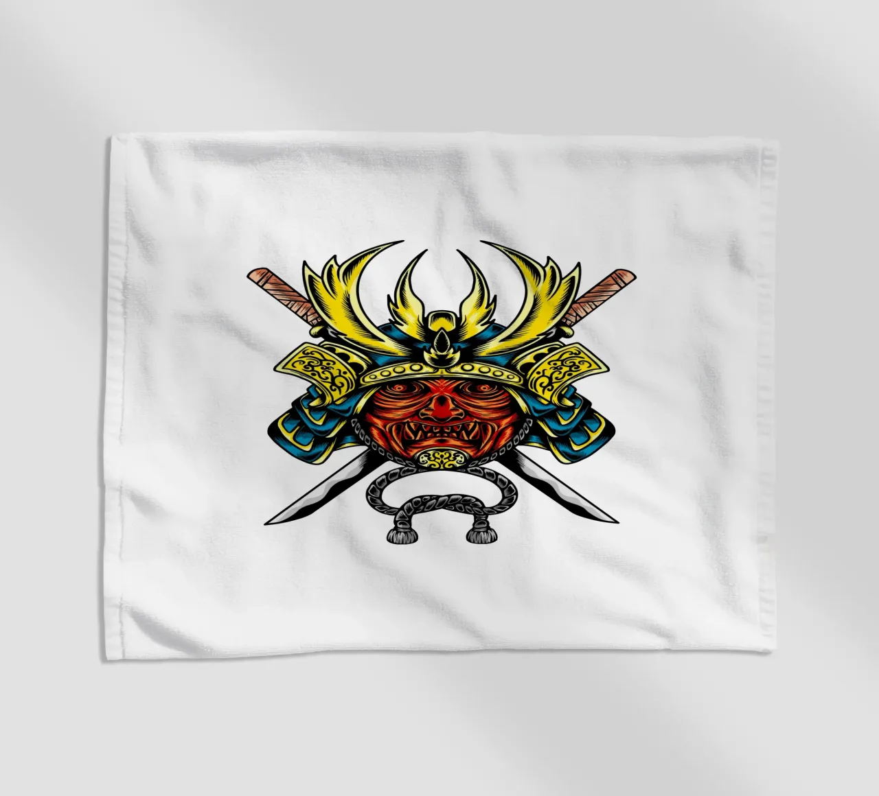 Maschera di samurai giapponese Vector Art Design telo mare da nirwanaart