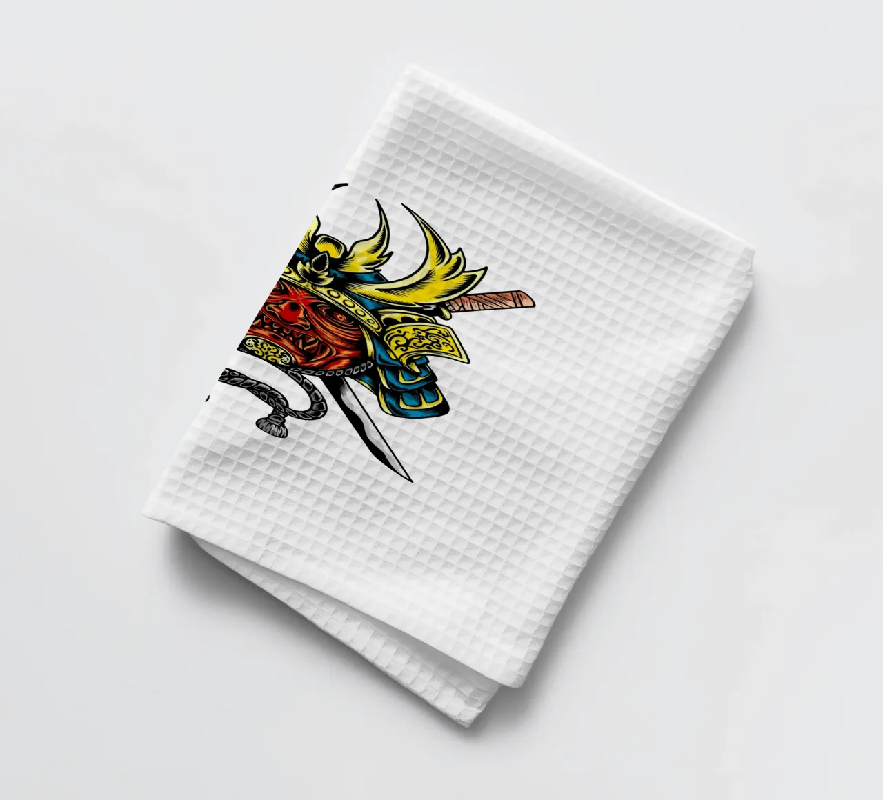 Maschera di samurai giapponese Vector Art Design canovaccio da cucina da nirwanaart
