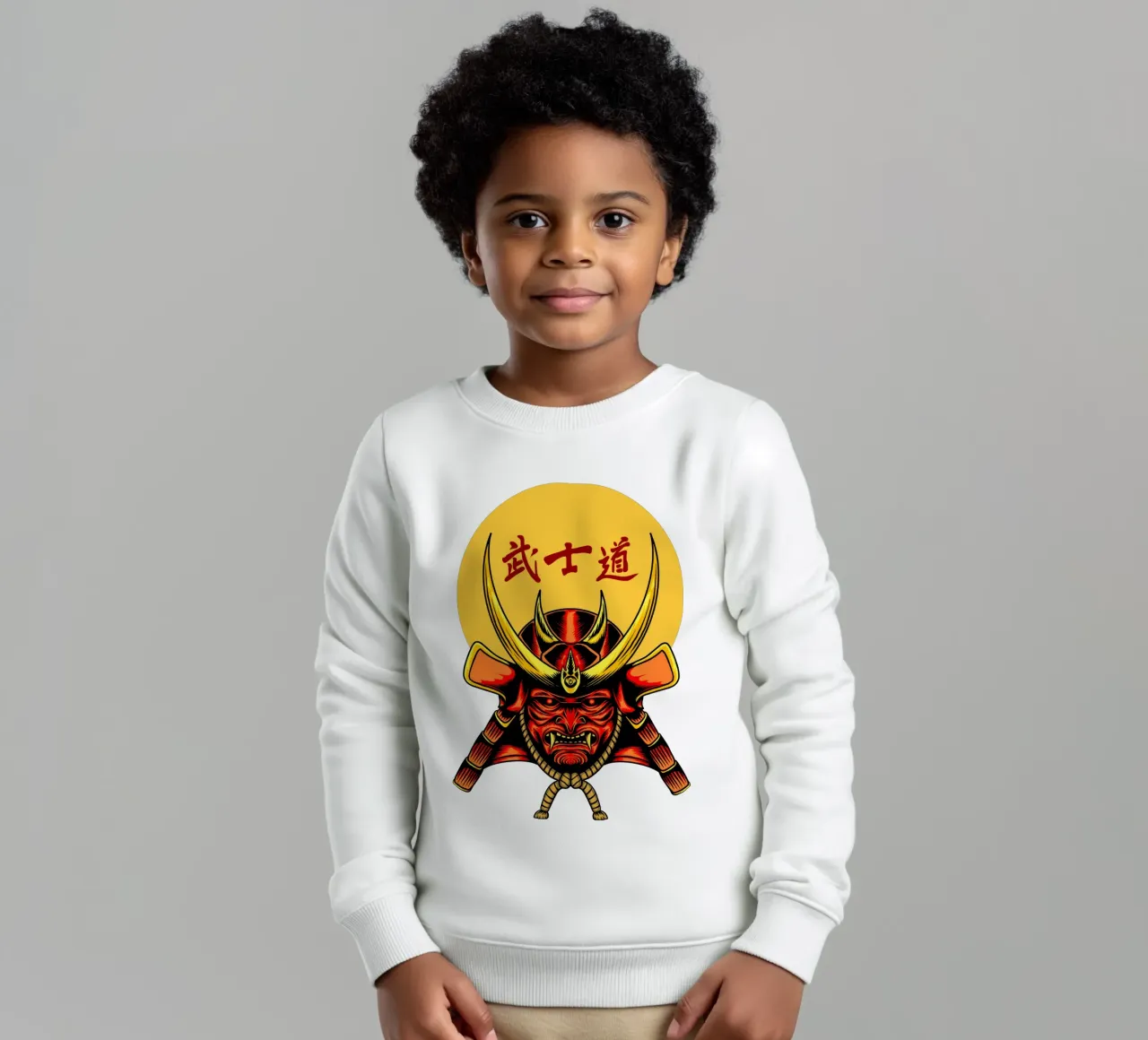 Samurai Mask Vector Art Design felpa bambino da nirwanaart