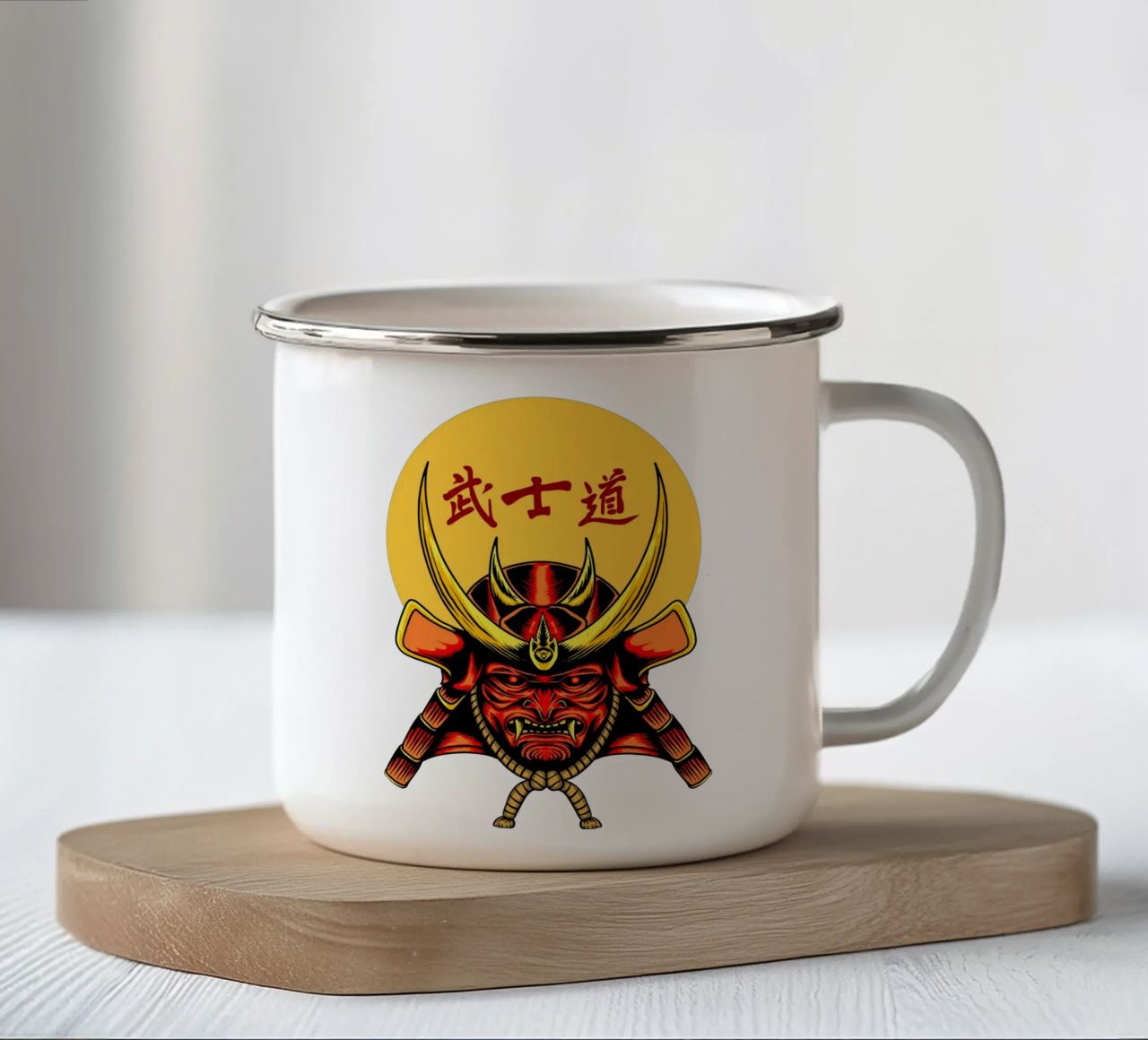 Samurai Mask Vector Art Design tazza in smalto da nirwanaart