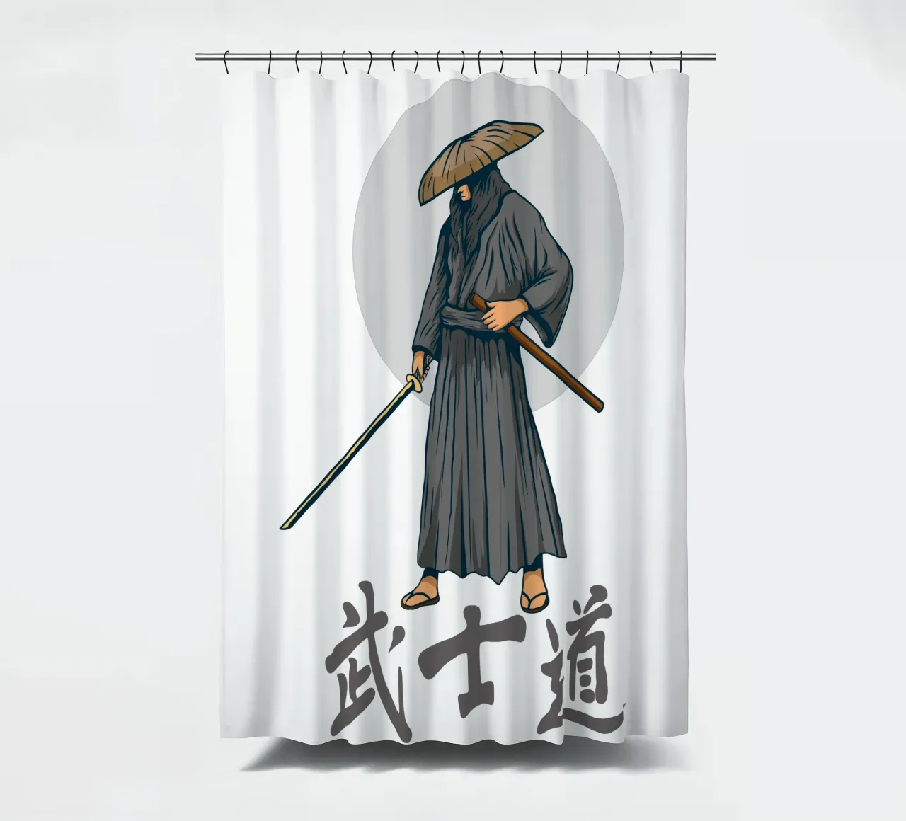 Samurai Japans Vector Kunstontwerp douchegordijn van nirwanaart