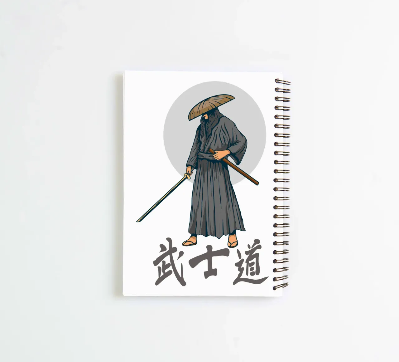 Samurai Japanese Vector Art Design spiral notebook by nirwanaart