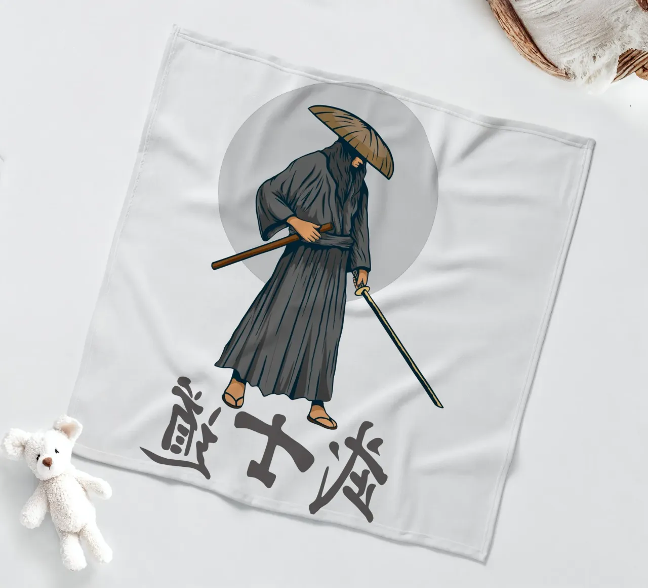 Samurai Japans Vector Kunstontwerp fleecedeken van nirwanaart