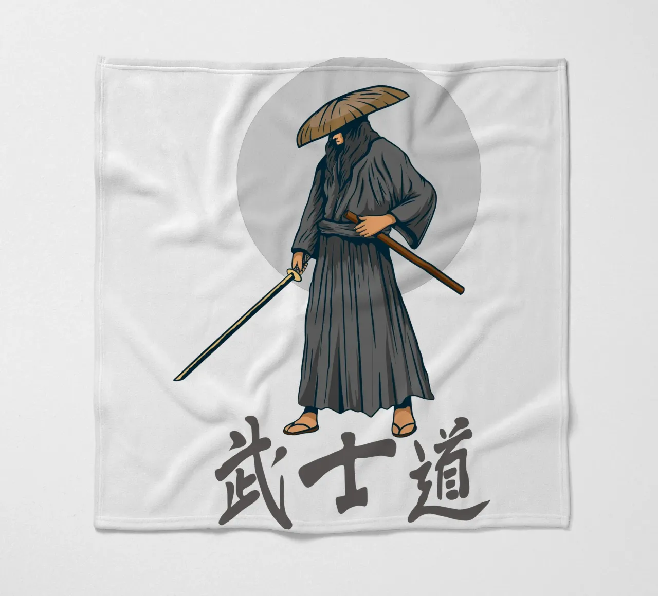 Samurai Japans Vector Kunstontwerp fleecedeken van nirwanaart