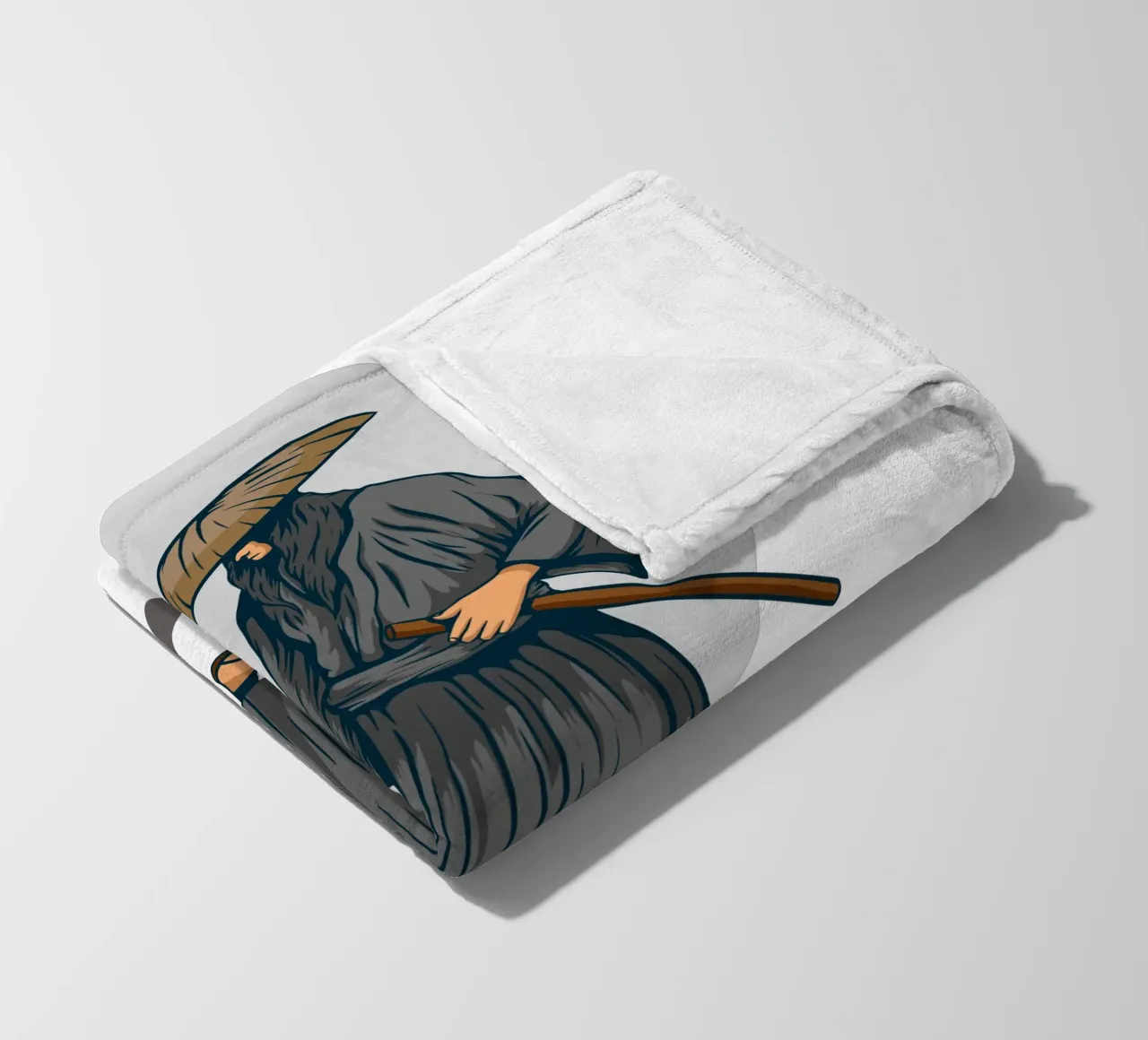 Samurai Japans Vector Kunstontwerp fleecedeken van nirwanaart