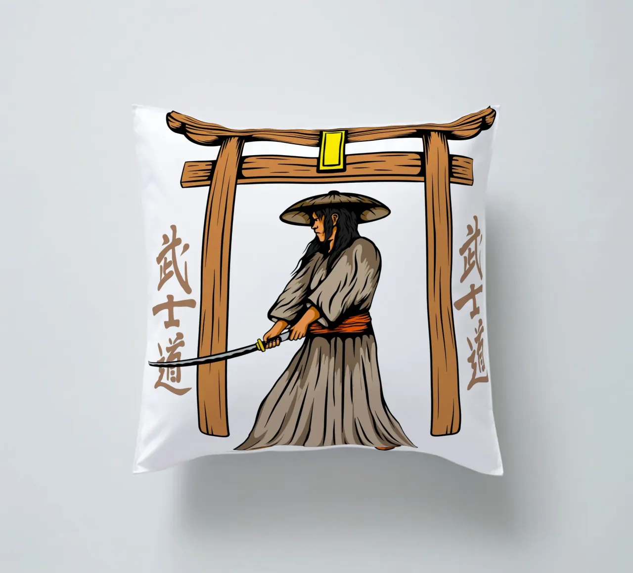 Samurai Japanese Katana Vector Art Design coussin de nirwanaart