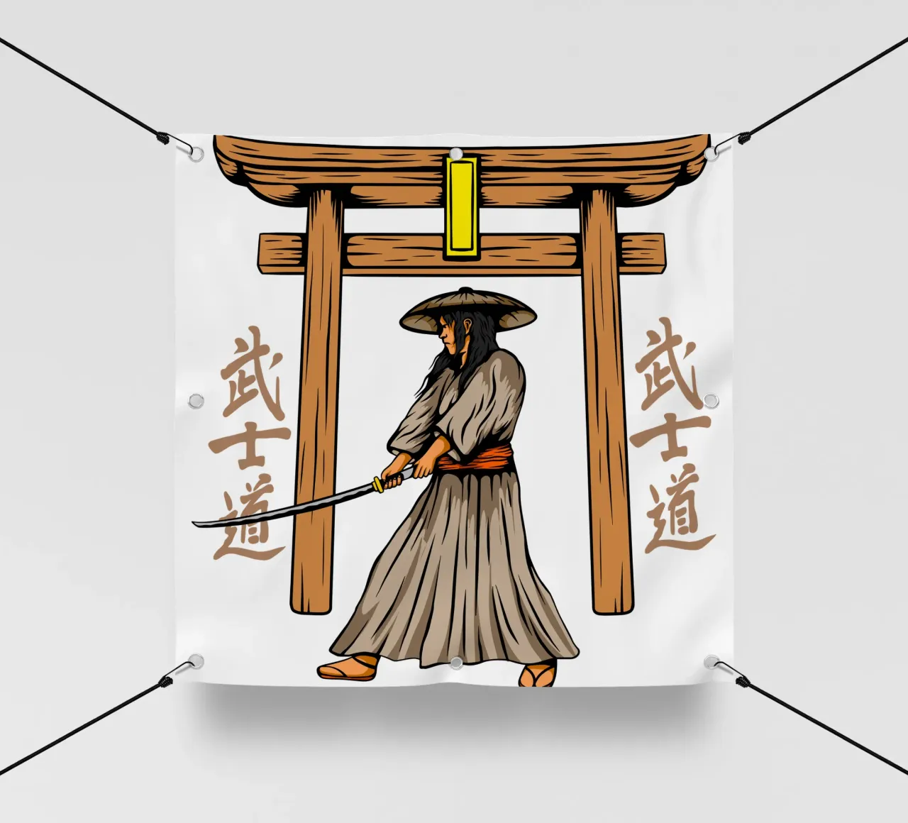 Samurai giapponese Katana Vector Art Design telo in pvc da nirwanaart