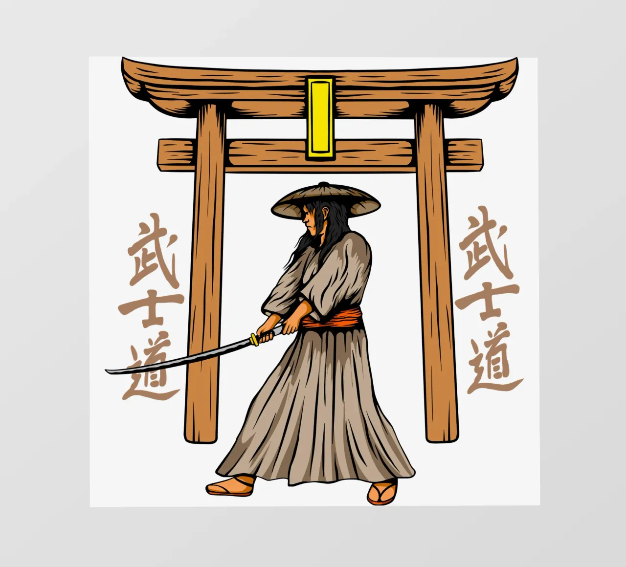 Samurai giapponese Katana Vector Art Design telo in pvc da nirwanaart