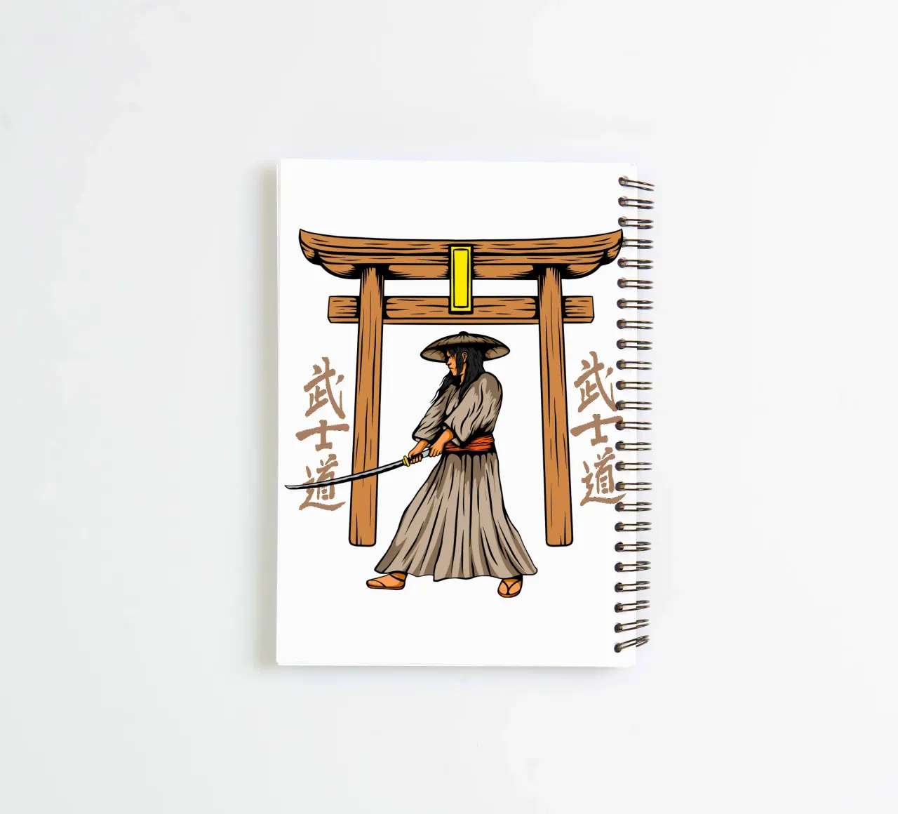 Samurai Japanese Katana Vector Art Design spiral notebook by nirwanaart