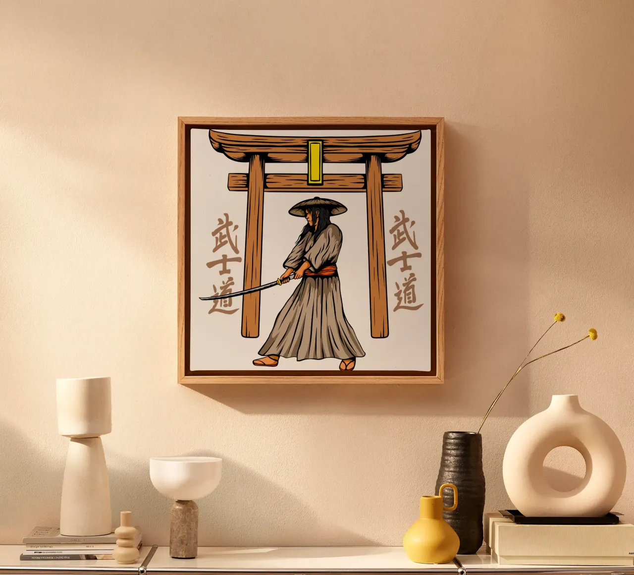 Samurai Japanse Katana Vector Kunstontwerp canvas van nirwanaart