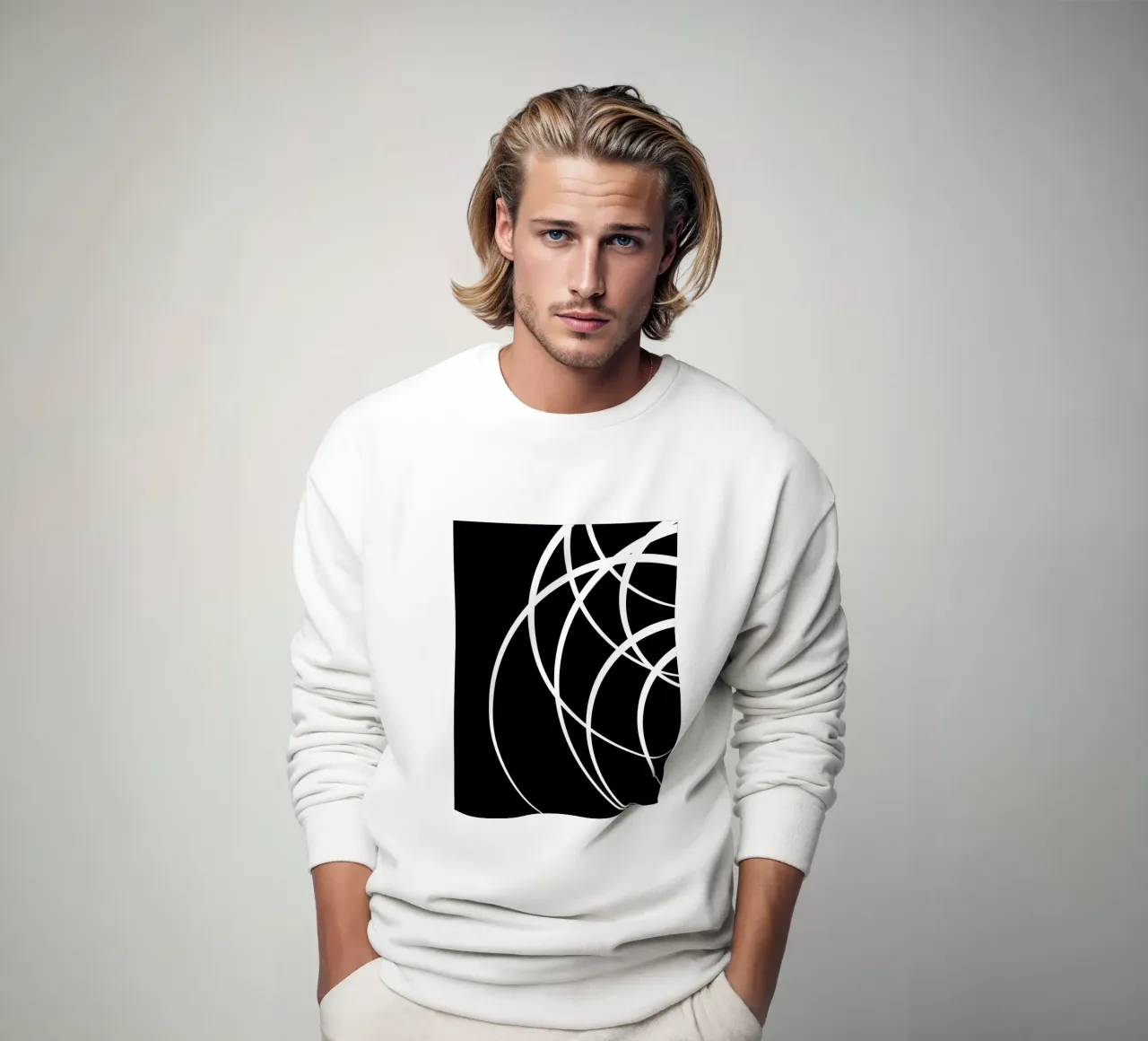 Líneas blancas circulares minimalistas sudadera de MODERN NUANCE