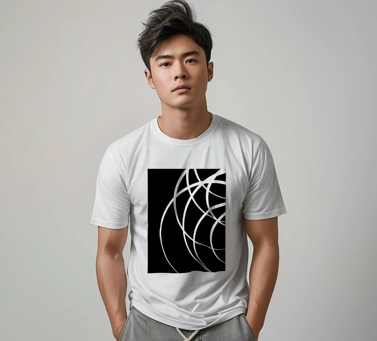 Linee bianche circolari minimaliste t-shirt da MODERN NUANCE