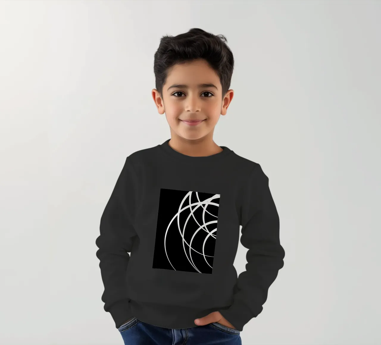 Linee bianche circolari minimaliste felpa bambino da MODERN NUANCE