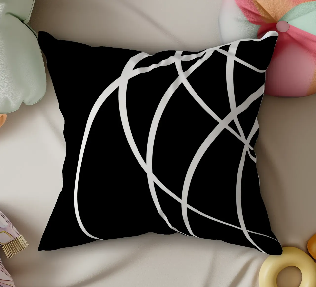 Linee bianche circolari minimaliste cuscino da MODERN NUANCE