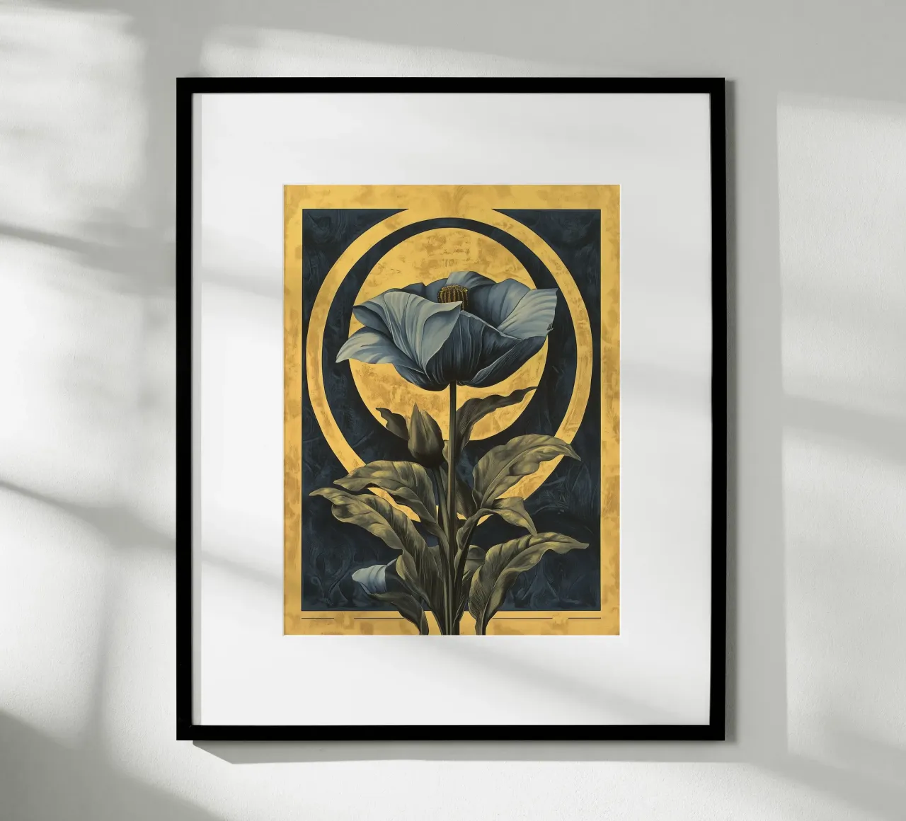 Art déco Fiore blu poster con telaio in legno da Little Things