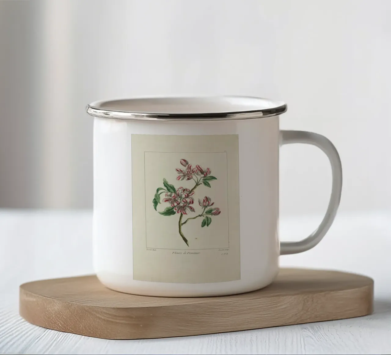 Juste Chevillet, Fleurs de pommier Caillou Marguerite, 1755 - Juste Chevillet tazza in smalto da Artokoloro Quint Lox Ltd
