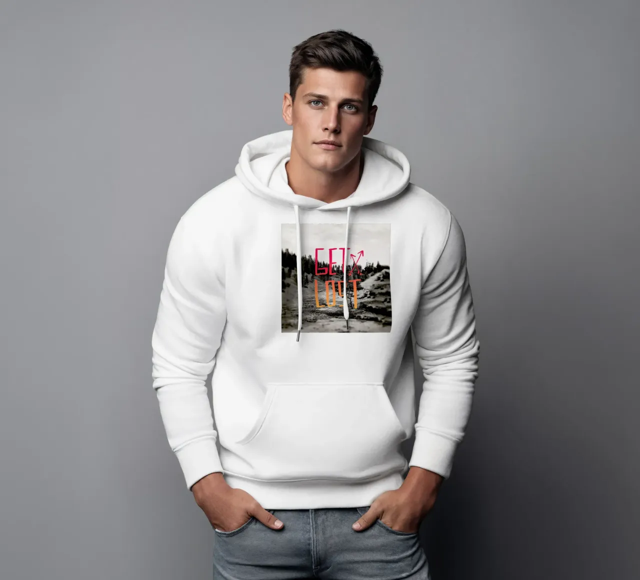 Get Lost - Red felpa con cappuccio da Leah Flores