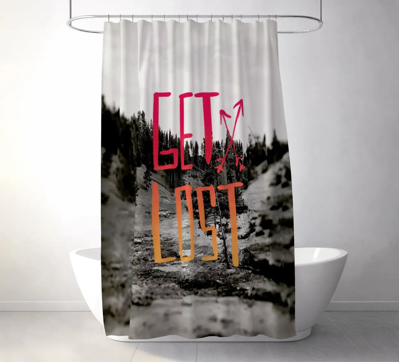 Get Lost - Red tenda da doccia da Leah Flores