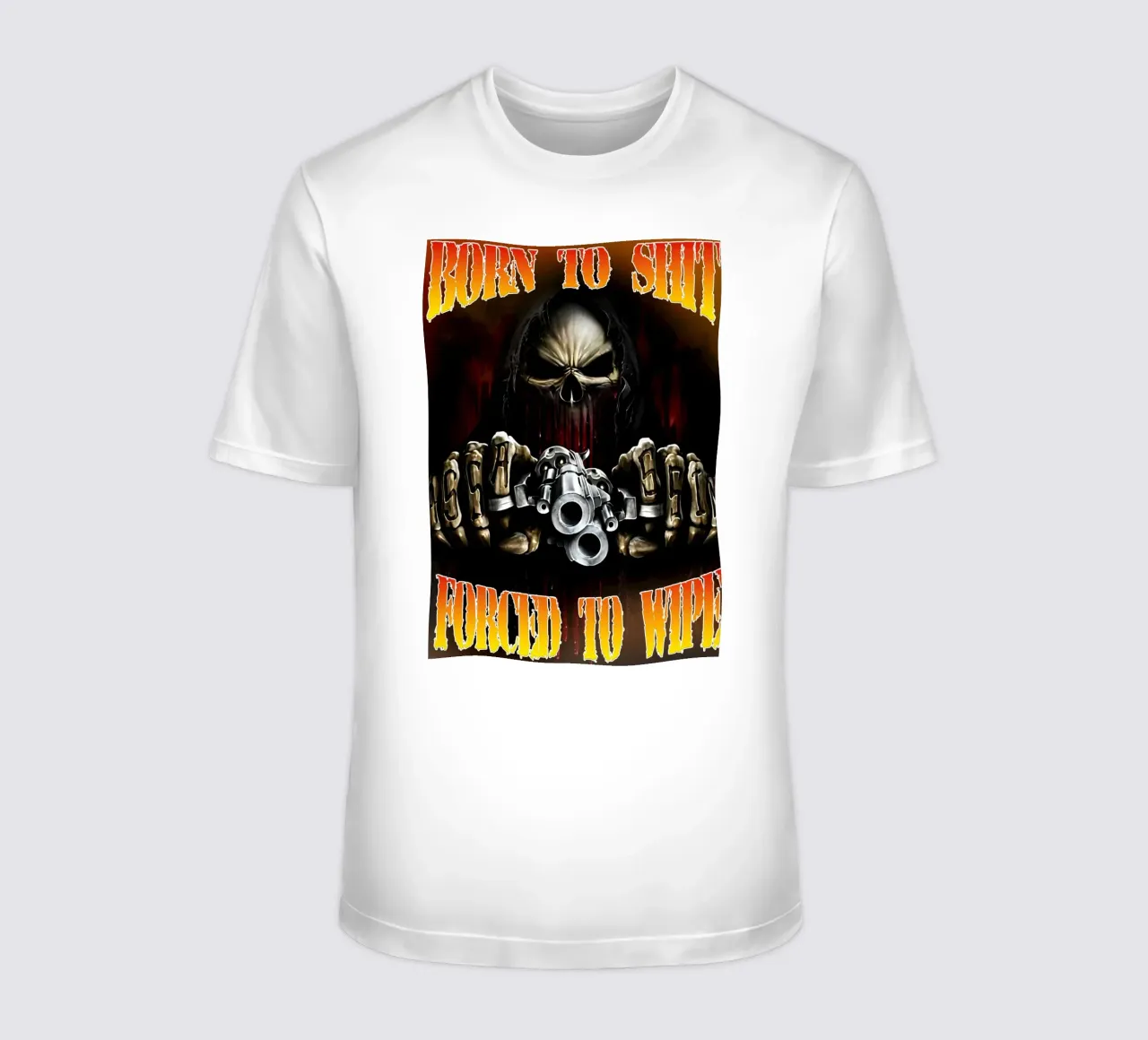 Born To Shit Forced To WipenFunny Skeleton Art t-shirt by samaras