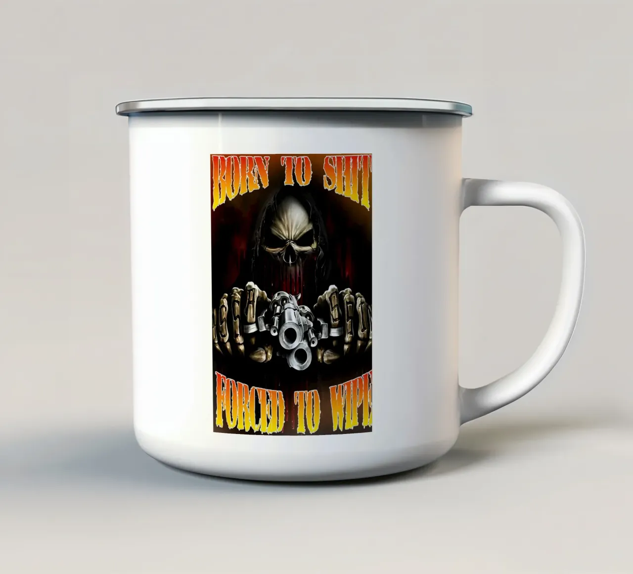 Nati per la merda costretti a pulireFunny Skeleton Art tazza in smalto da samaras