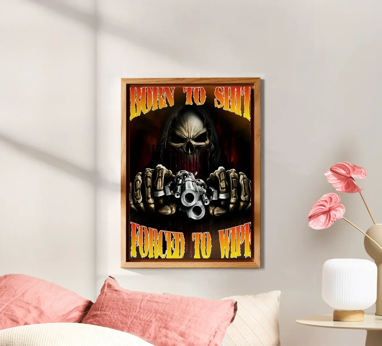 Born To Shit Forced To WipenFunny Skeleton Art alu-dibond by samaras