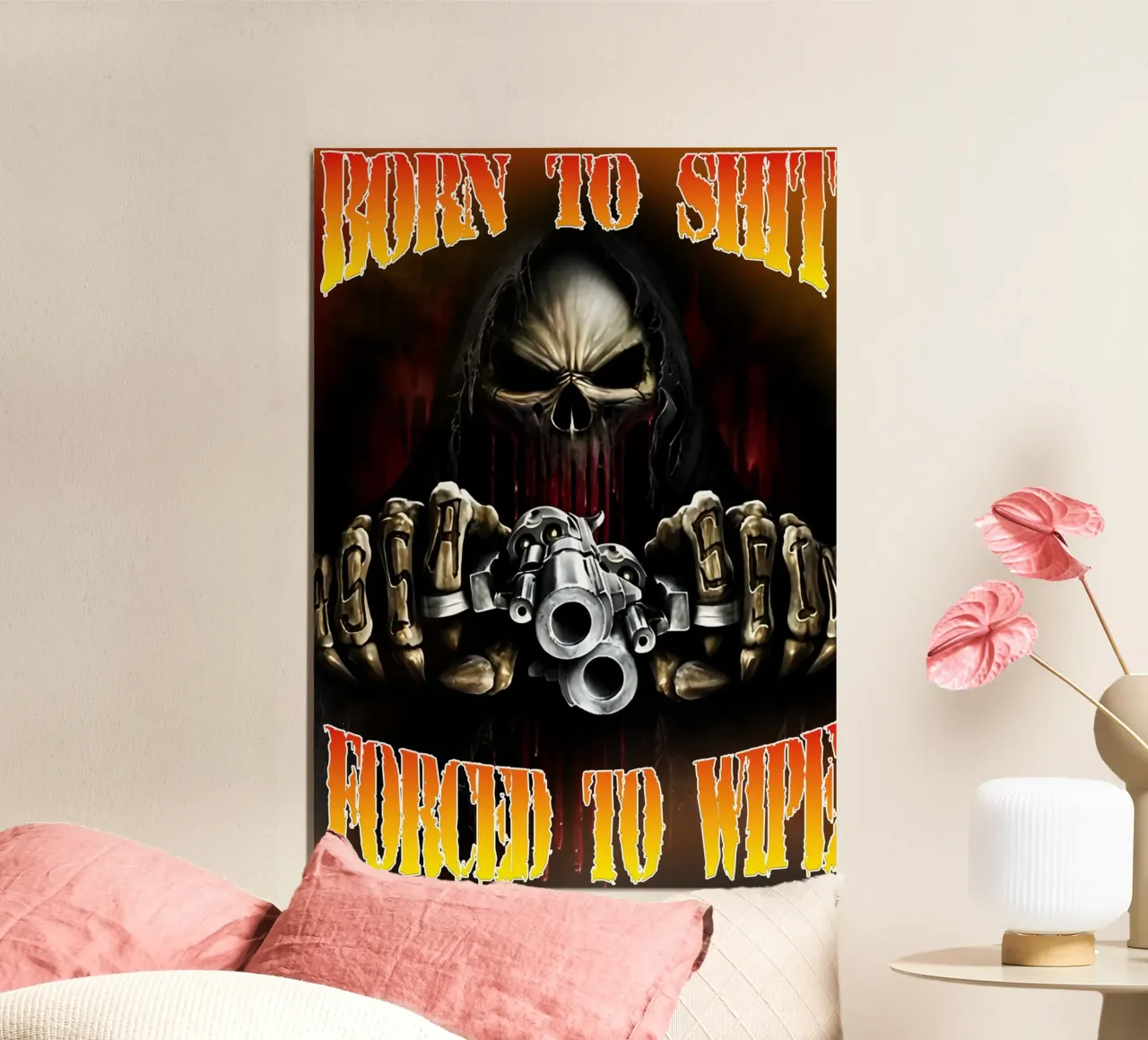 Born To Shit Forced To WipenFunny Skeleton Art alu-dibond by samaras