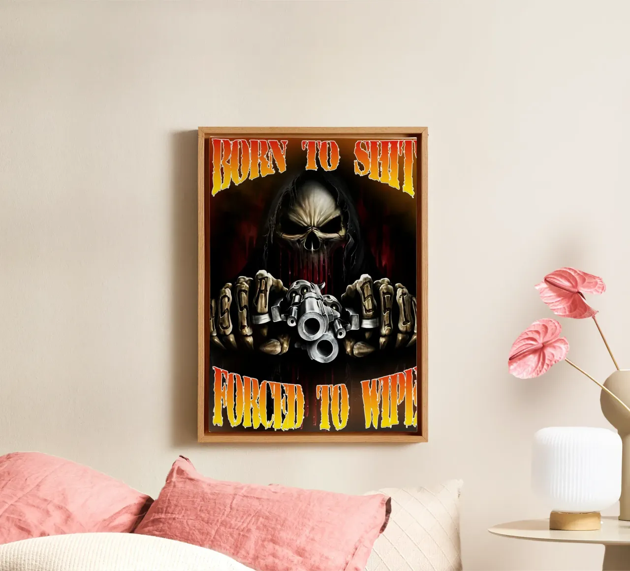 Born To Shit Forced To WipenFunny Skeleton Art canvas by samaras