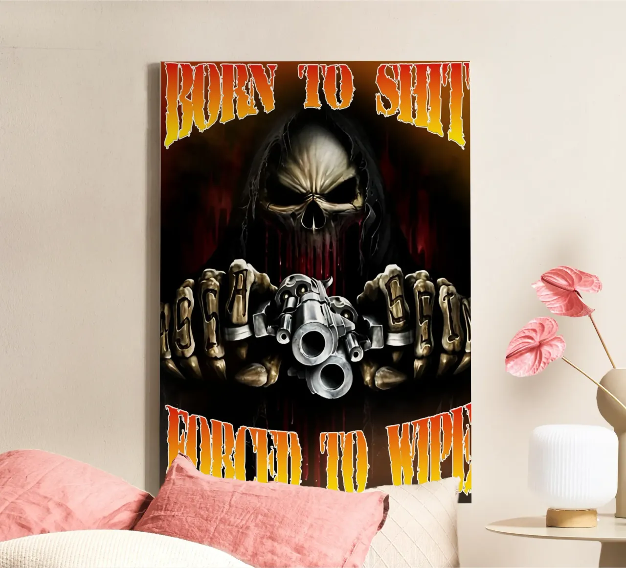 Born To Shit Forced To WipenFunny Skeleton Art canvas by samaras