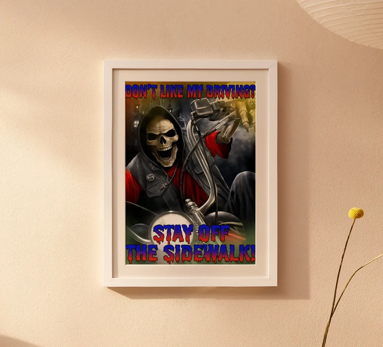 Kwaad Skelet Grappig Sarcastisch Kunstontwerp poster met kunststof frame van samaras