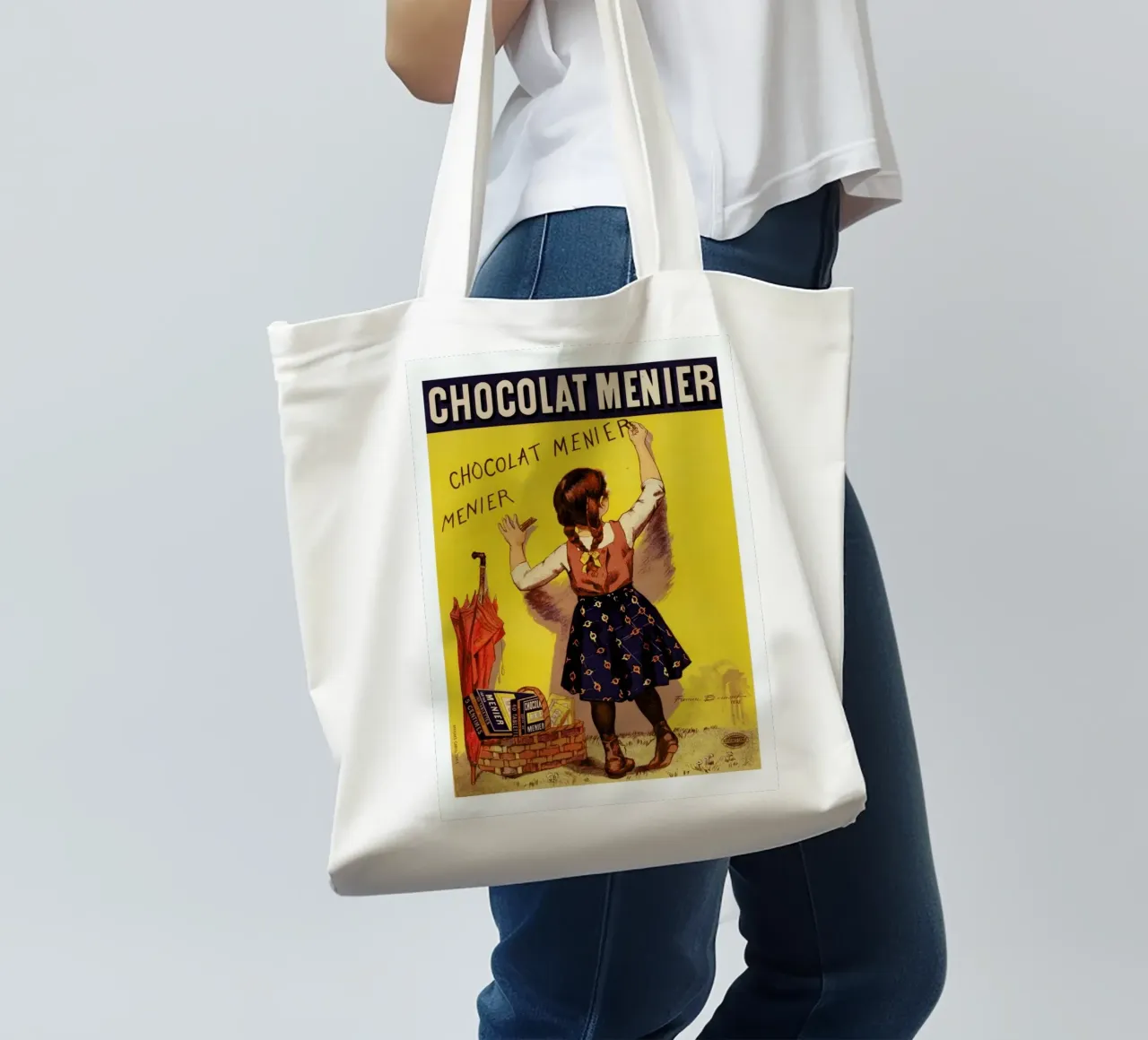 Poster for Chocolat Menier, Firmin Bouisset borsa in juta da Artokoloro Quint Lox Ltd