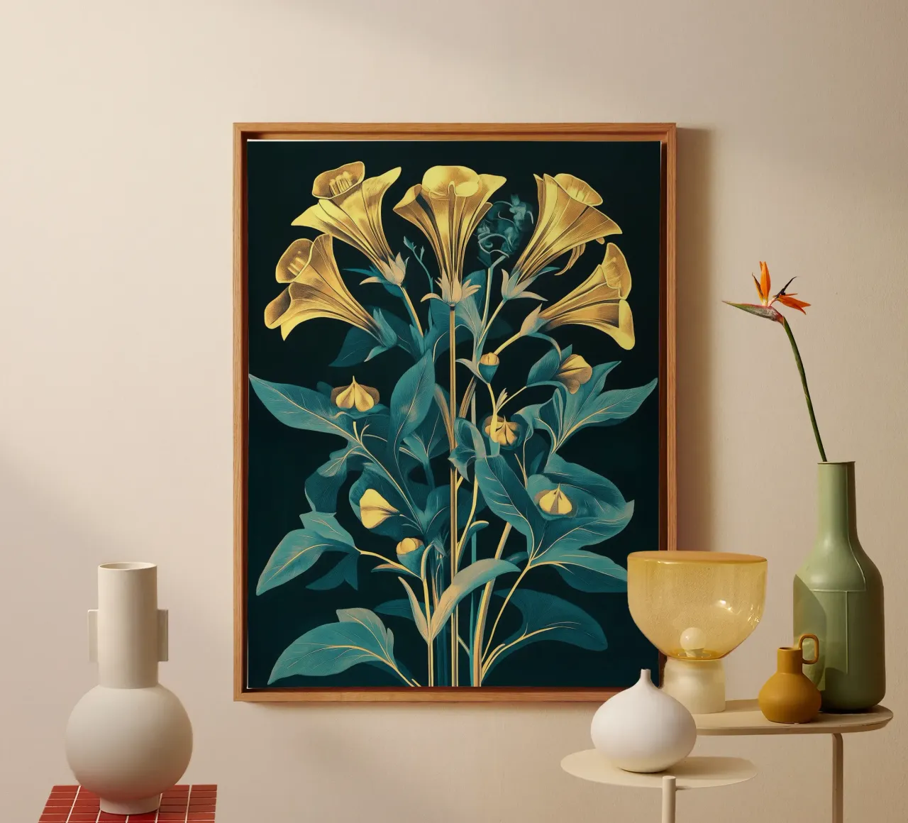 Fiori d'oro vintage tela con Cornice a cassetta da Little Things