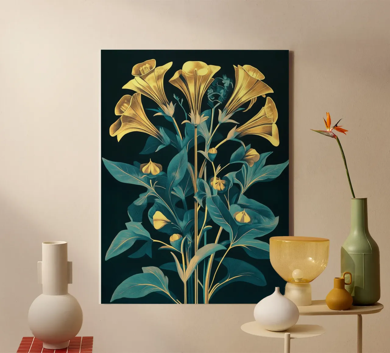 Fiori d'oro vintage tela con Cornice a cassetta da Little Things