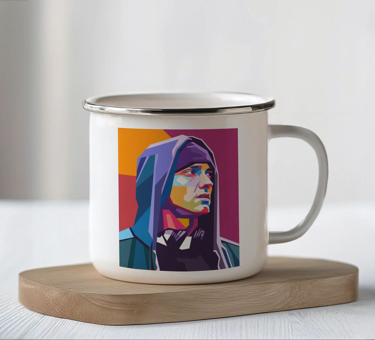 Ritratto pop art di Eminem tazza in smalto da Hantamrata