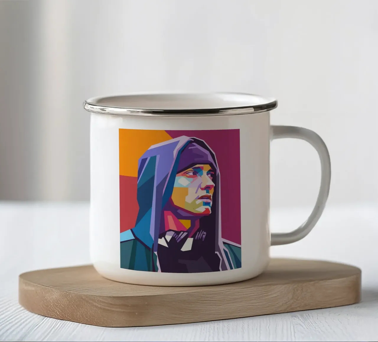 Ritratto pop art di Eminem tazza in smalto da Hantamrata