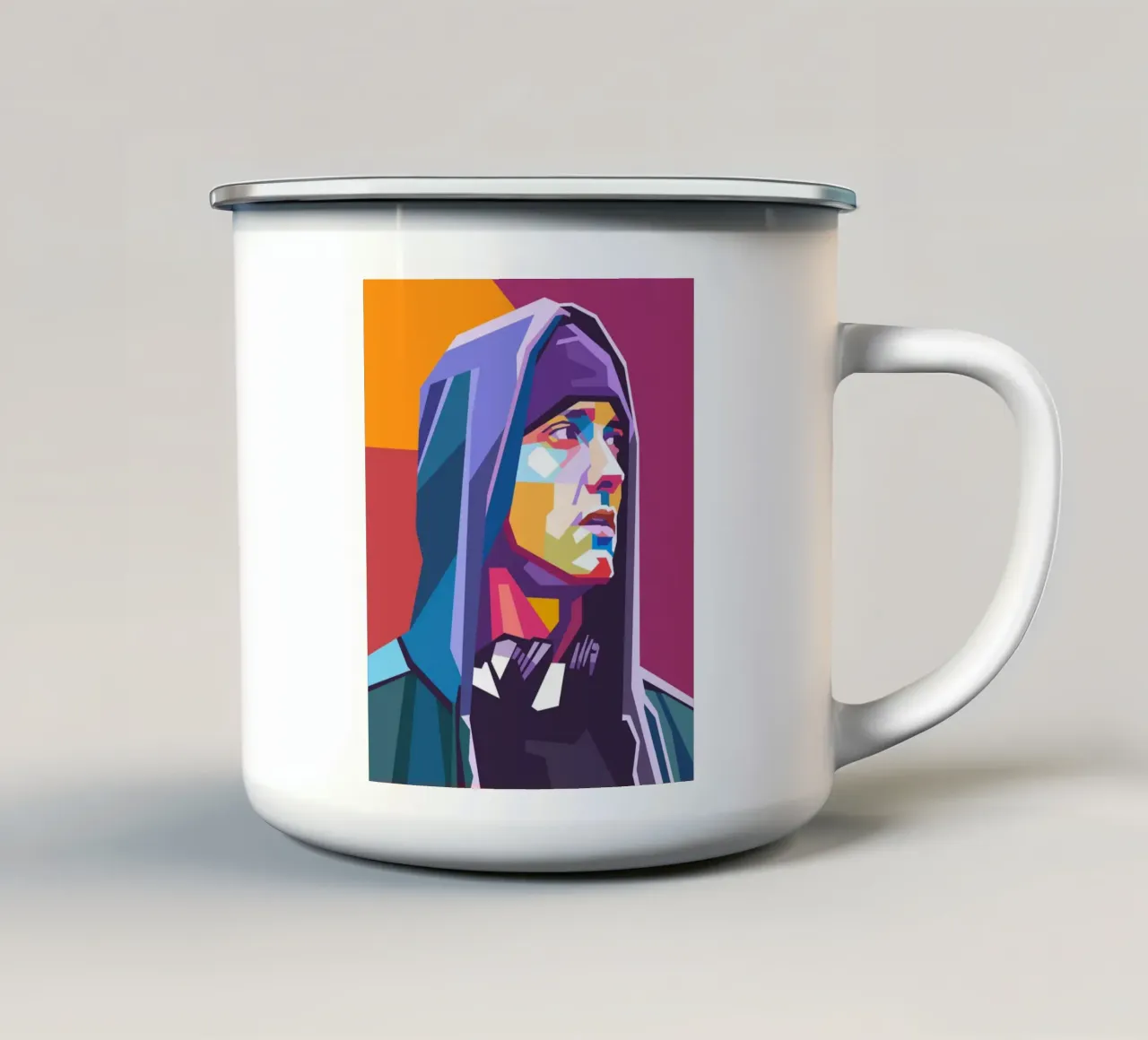 Ritratto pop art di Eminem tazza in smalto da Hantamrata