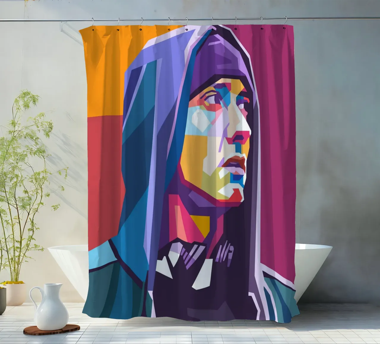 Eminem Pop-Art-Porträt Duschvorhang von Hantamrata