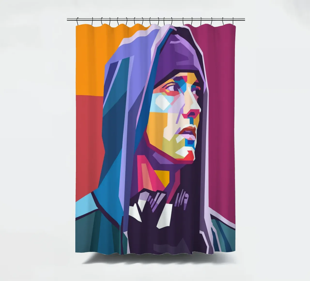 Eminem Pop-Art-Porträt Duschvorhang von Hantamrata