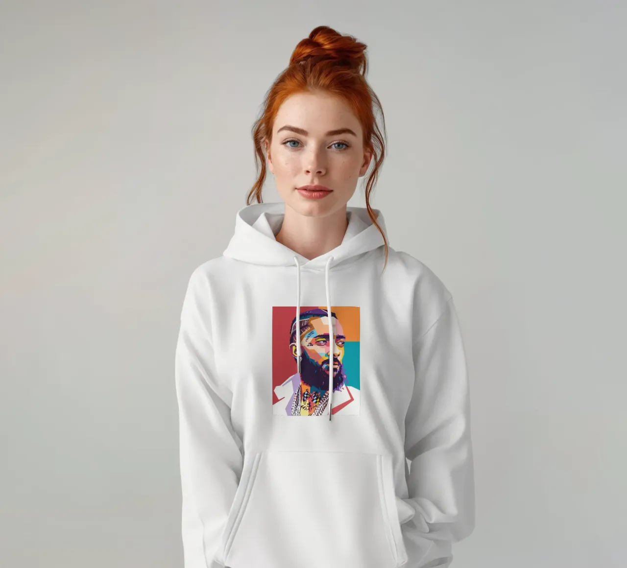 Ritratto pop art di Nipsey Hussle felpa con cappuccio da Hantamrata