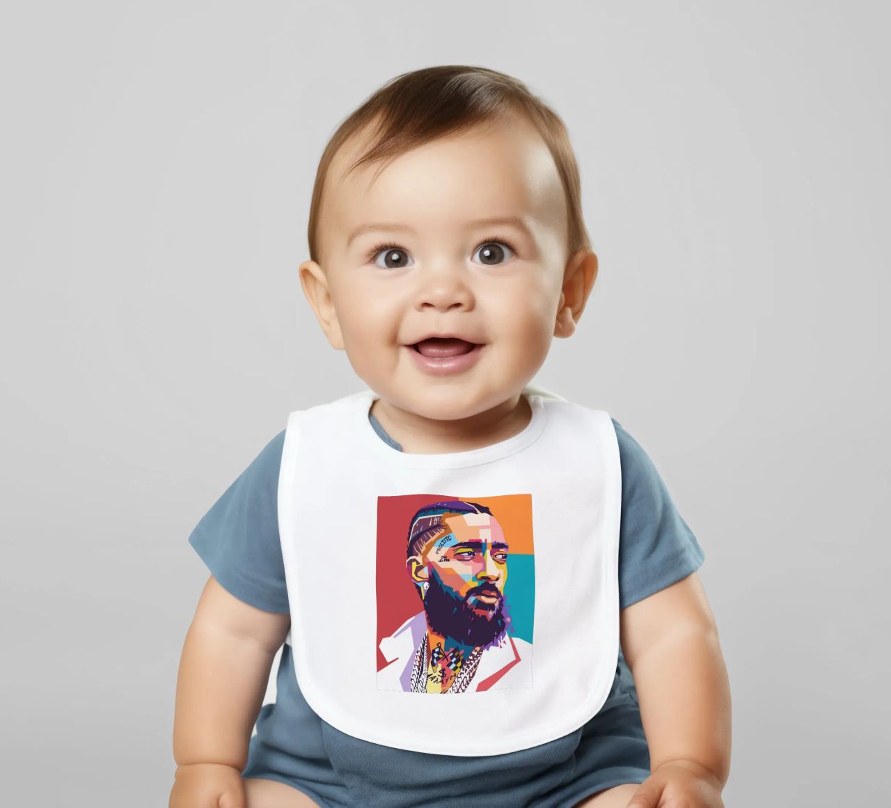 Ritratto pop art di Nipsey Hussle bavaglino da Hantamrata