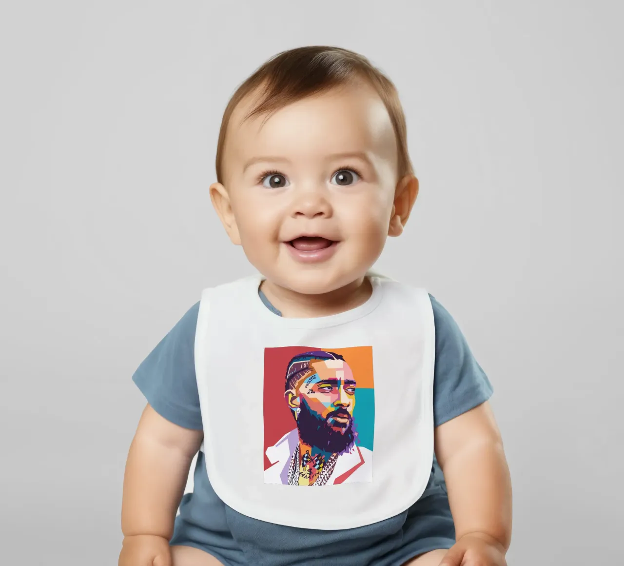 Ritratto pop art di Nipsey Hussle bavaglino da Hantamrata