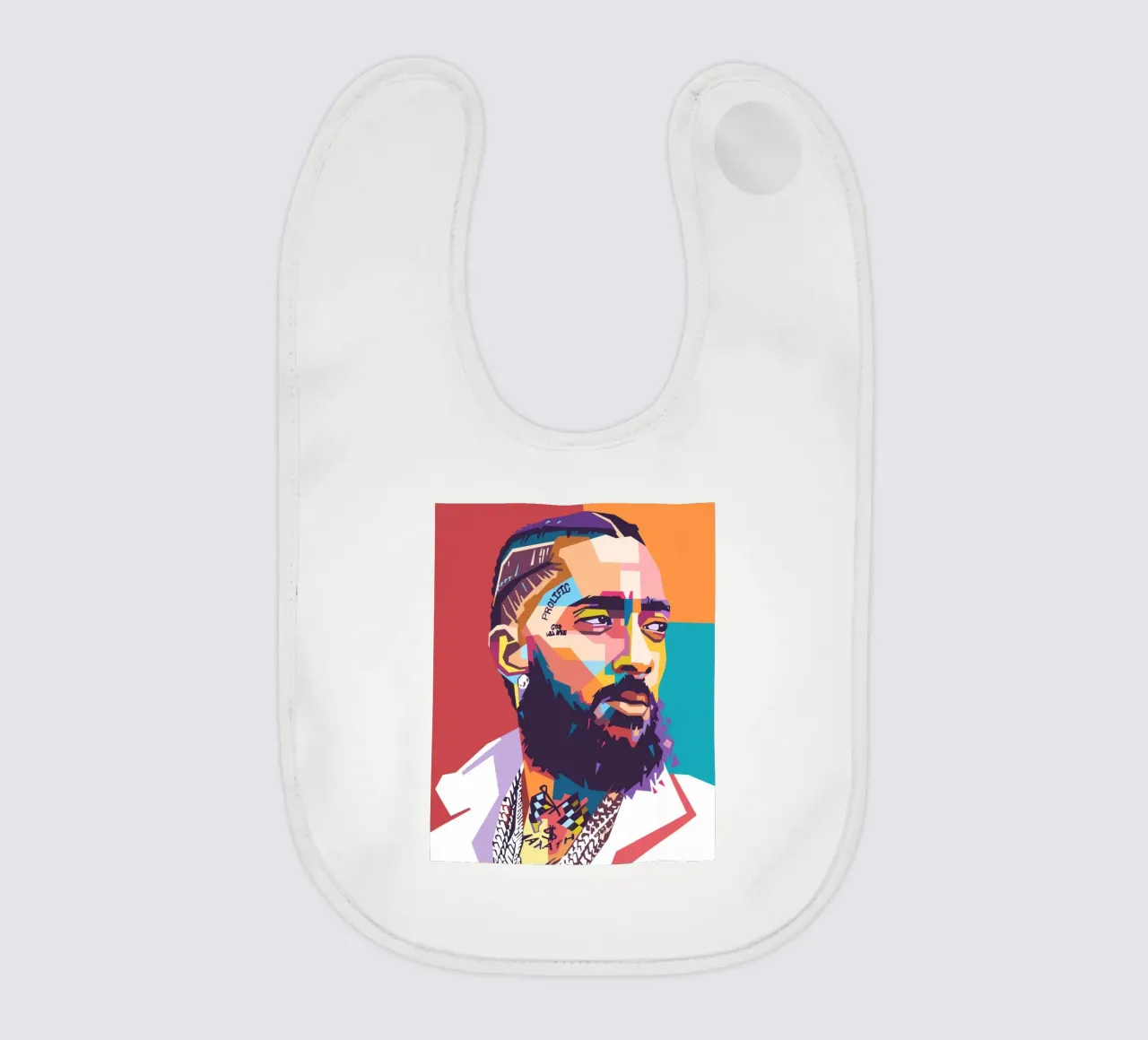Ritratto pop art di Nipsey Hussle bavaglino da Hantamrata