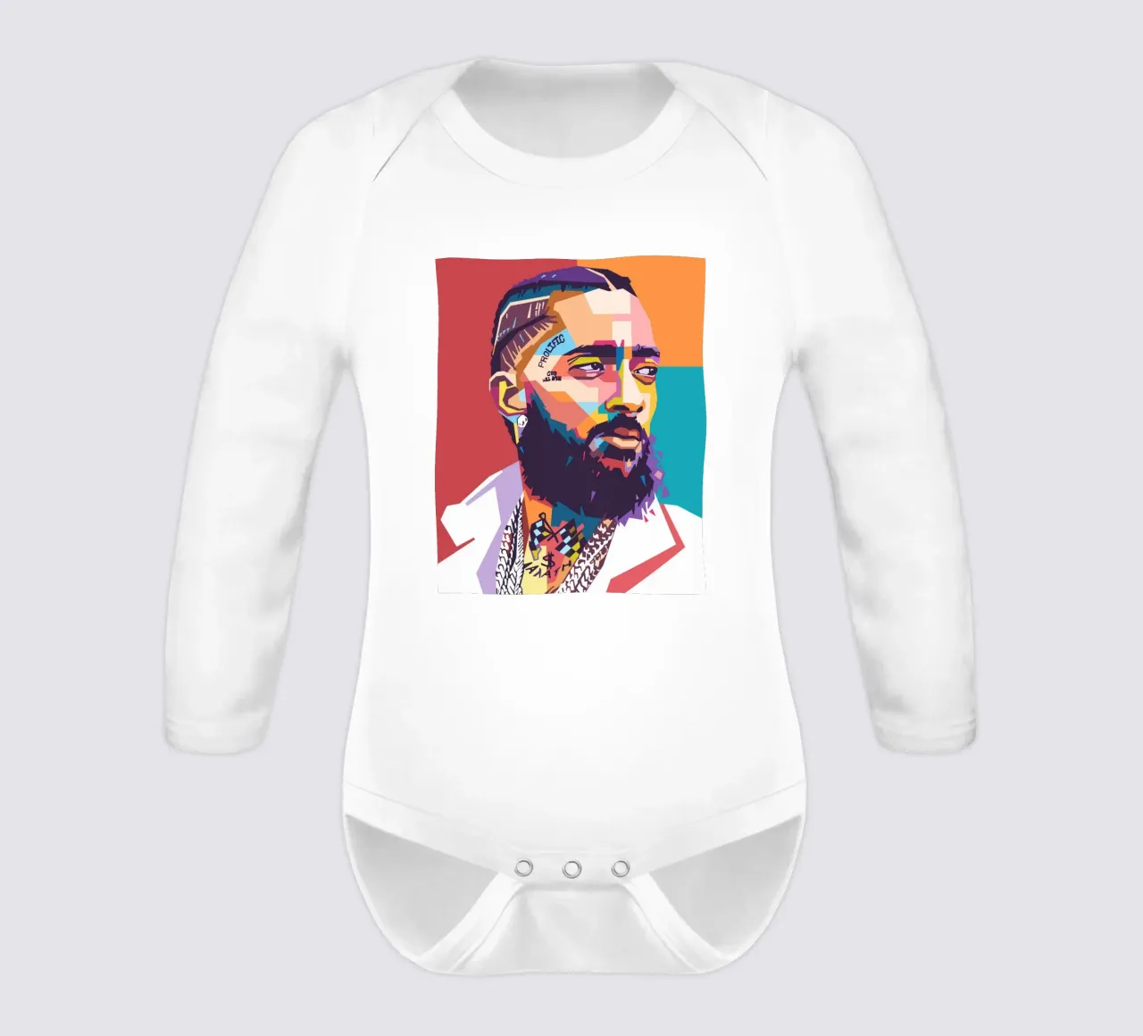 Ritratto pop art di Nipsey Hussle body neonato maniche lunghe da Hantamrata