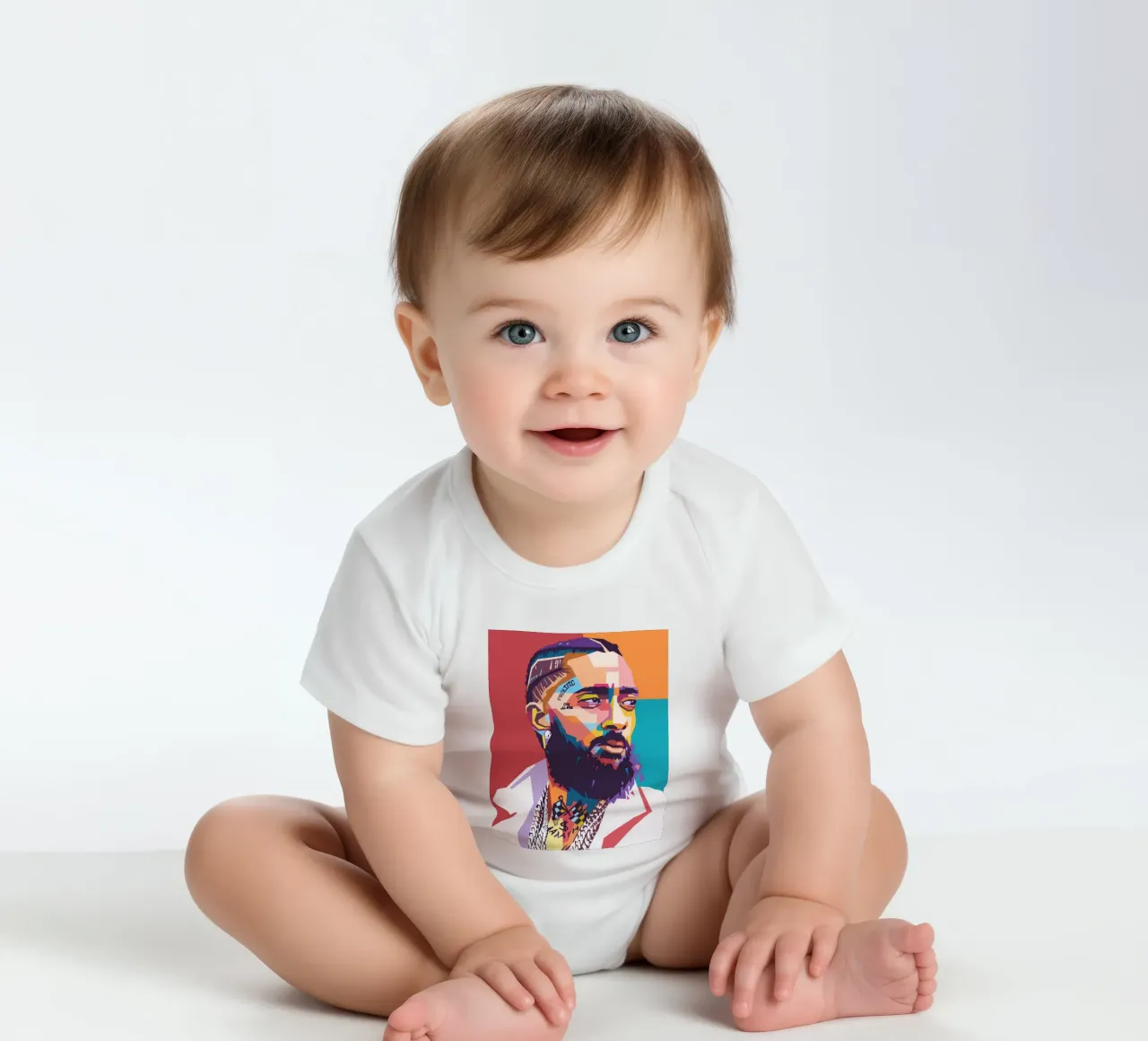 Ritratto pop art di Nipsey Hussle body neonato maniche corte da Hantamrata