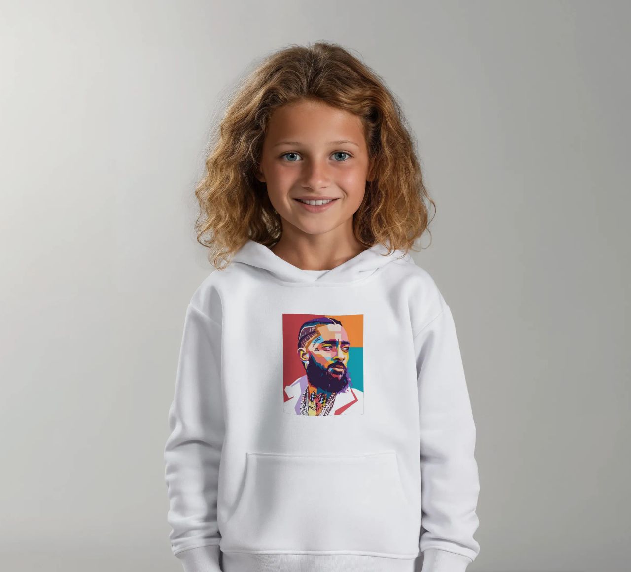 Ritratto pop art di Nipsey Hussle felpa bambino con cappuccio da Hantamrata