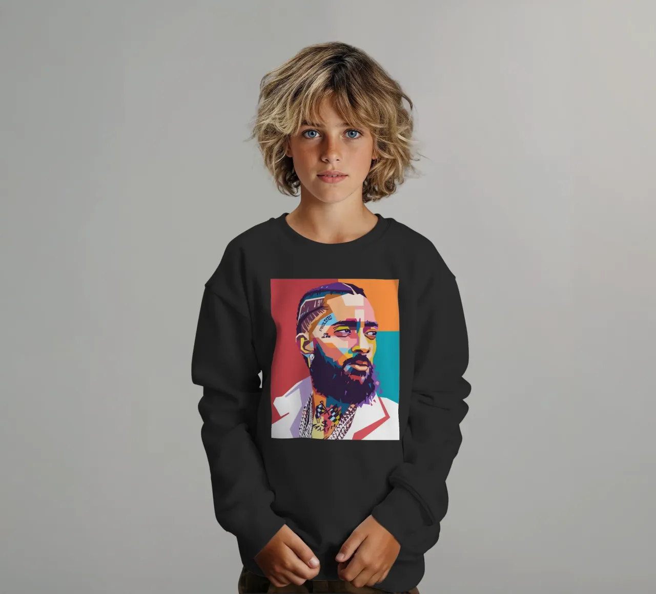 Ritratto pop art di Nipsey Hussle felpa bambino da Hantamrata