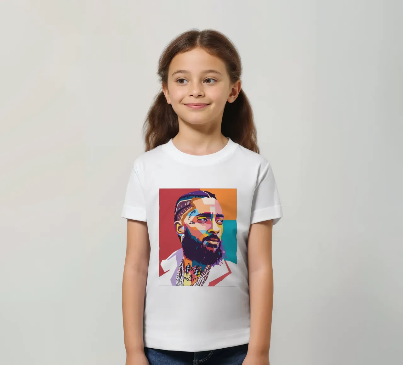 Ritratto pop art di Nipsey Hussle t-shirt bambini da Hantamrata