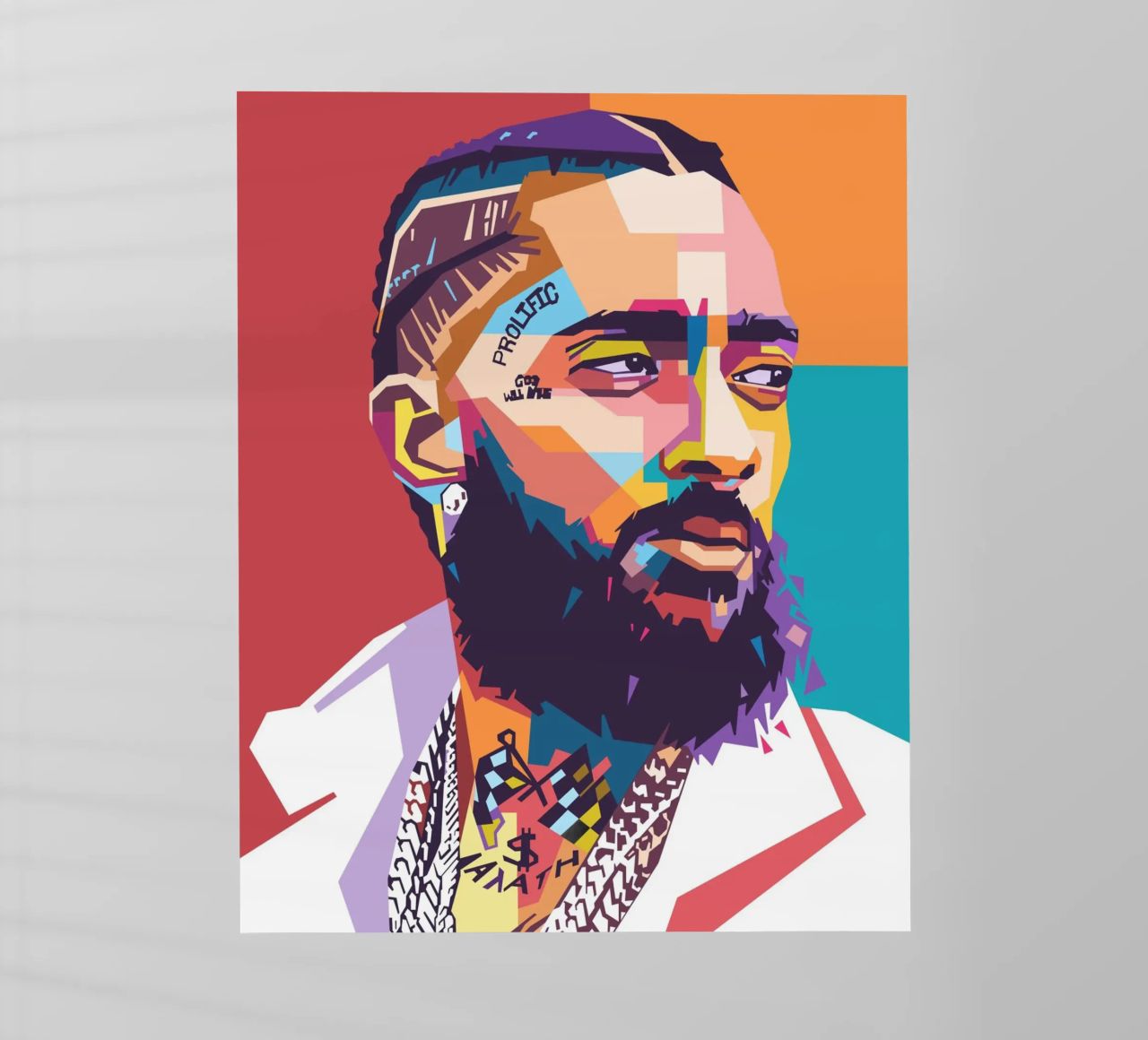 Ritratto pop art di Nipsey Hussle pellicola backlit da Hantamrata