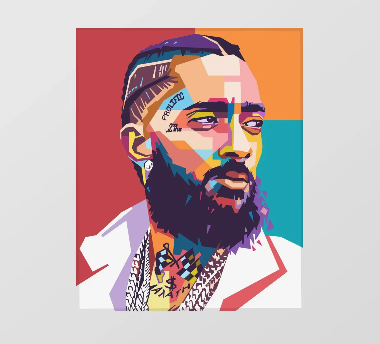 Nipsey Hussle Pop-Art-Porträt Backlit Folie von Hantamrata
