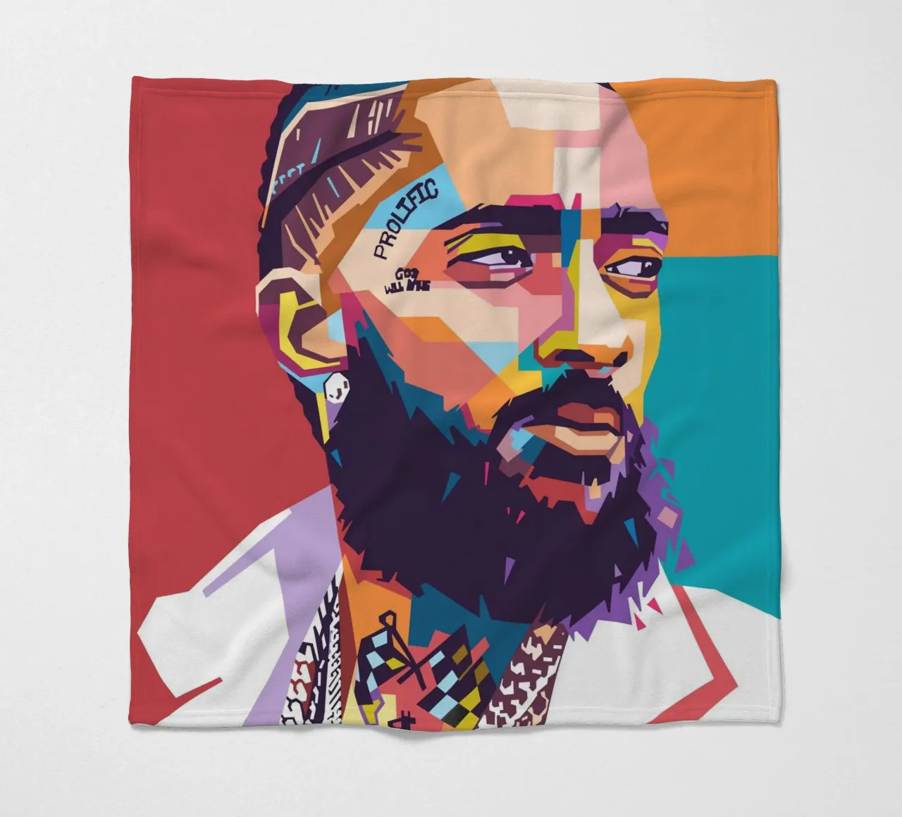 Ritratto pop art di Nipsey Hussle coperta in pile da Hantamrata