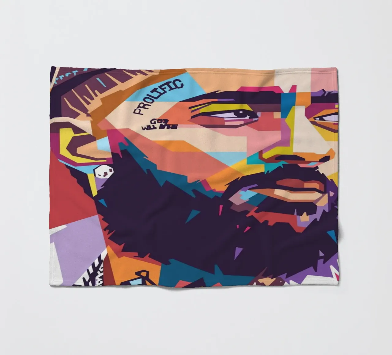 Ritratto pop art di Nipsey Hussle coperta in pile da Hantamrata